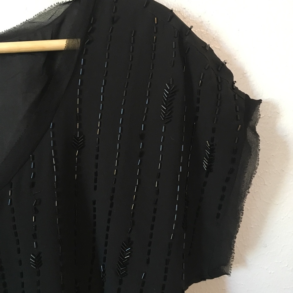 Eileen Fisher 100% silk beaded top